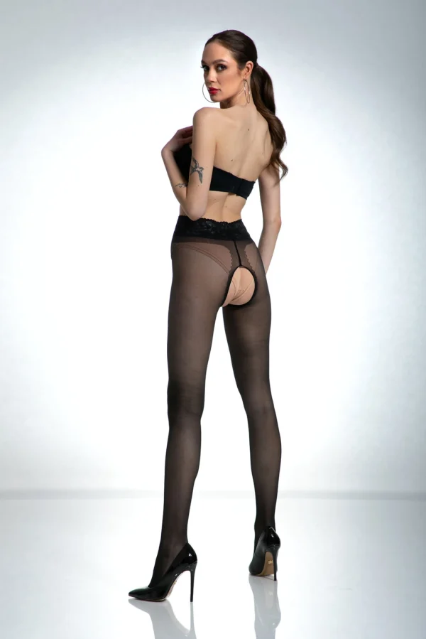 Collant con cavallo aperto HIP LACE 30 Magenta black back